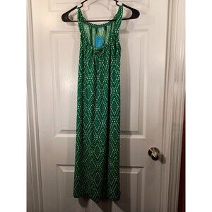 Touch Express Dress Size L Green And White Sleeveless